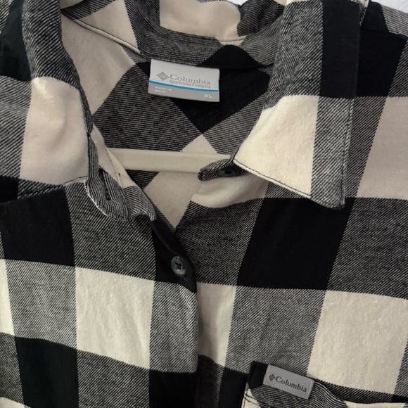 COLUMBIA sz XLBuffalo Plaid White Flannel Button Down Long Sleeve Shirt - Picture 2 of 9